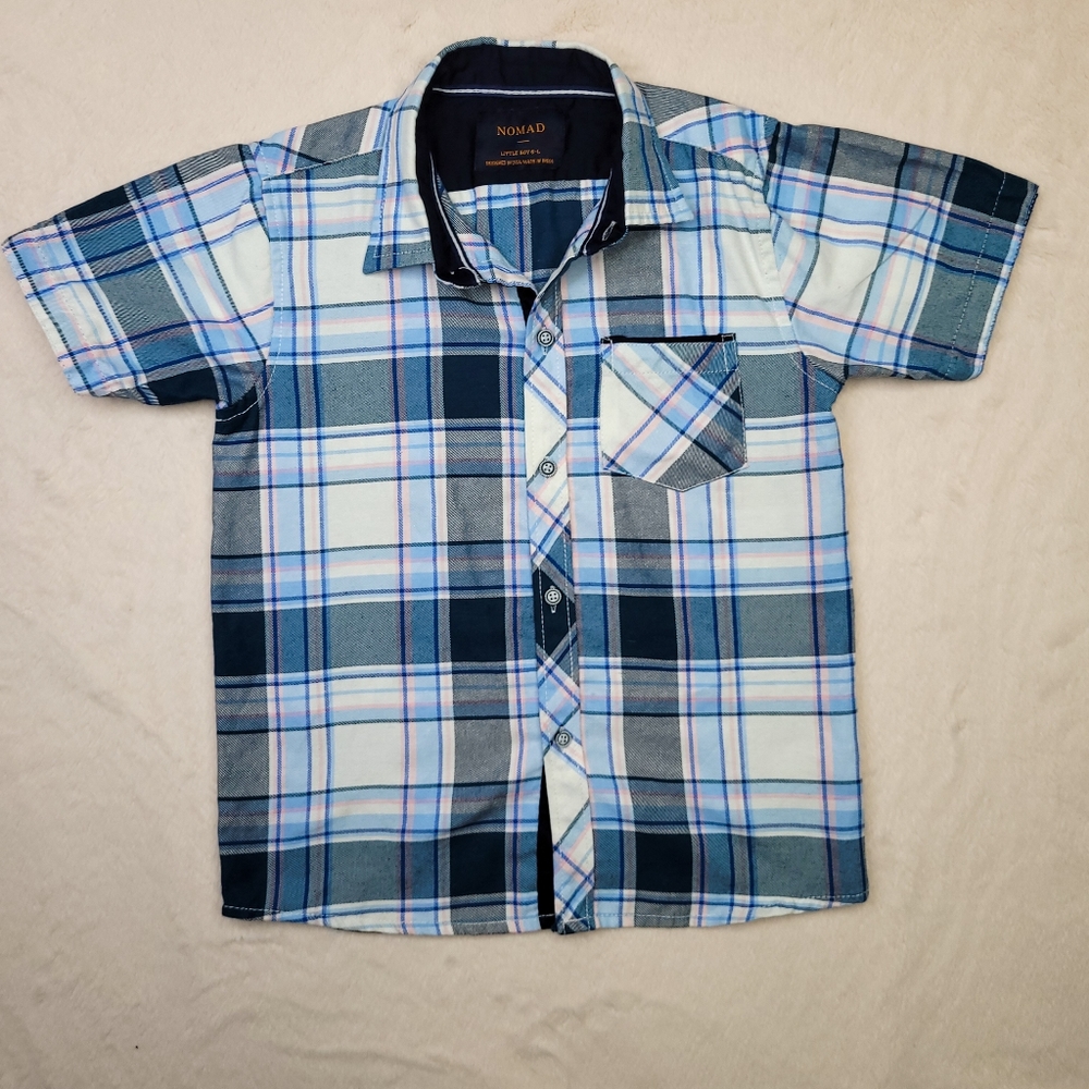 Nomad Boy's Plaid Button Down Striped Shirt 6 L